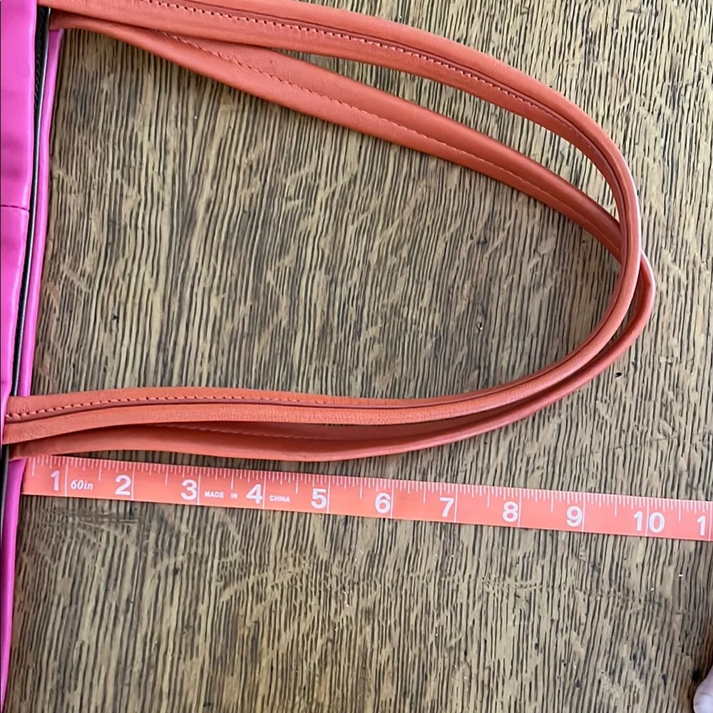 Vibrant Pink & Orange Leather Tote - Picture 5 of 11